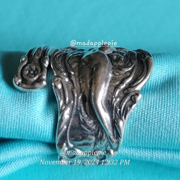 Vintage Sterling Silver Spoon Ring Goddess Woman Nude Muse Nymph Designer #133 - Picture 4 of 13